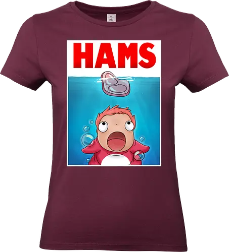 hams - anime, ponyo, manga, ham, retro, anime, cute, shark - Standard T-Shirt (Women)