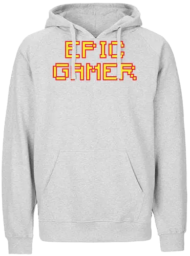 EPIC GAMER - gaming, pixel art, retro, typography, minimalist, vintage, video games, nerd culture, lettering, design - Fairtrade Hoodie
