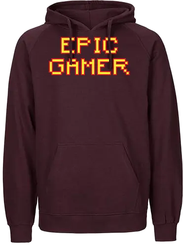 EPIC GAMER - gaming, pixel art, retro, typography, minimalist, vintage, video games, nerd culture, lettering, design - Fairtrade Hoodie