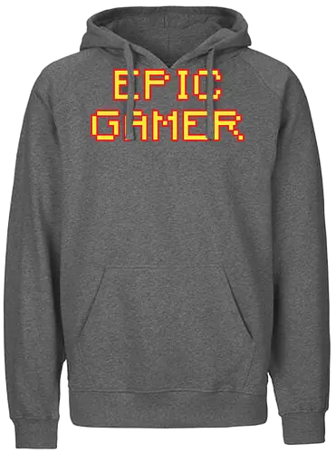 EPIC GAMER - gaming, pixel art, retro, typography, minimalist, vintage, video games, nerd culture, lettering, design - Fairtrade Hoodie