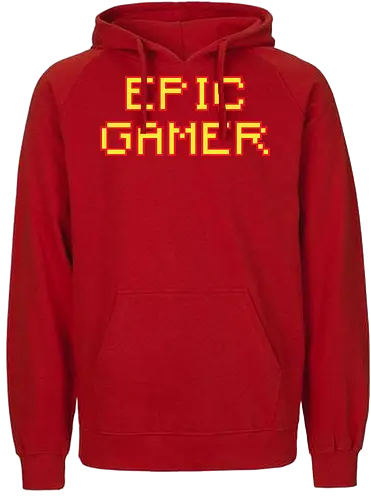 EPIC GAMER - gaming, pixel art, retro, typography, minimalist, vintage, video games, nerd culture, lettering, design - Fairtrade Hoodie