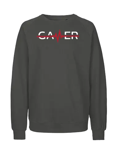 GAMER - gamer, heartbeat, minimalism, graphic design, typography, dark background, passion, symbol, gaming, lifestyle - Fairtrade Sweatshirt