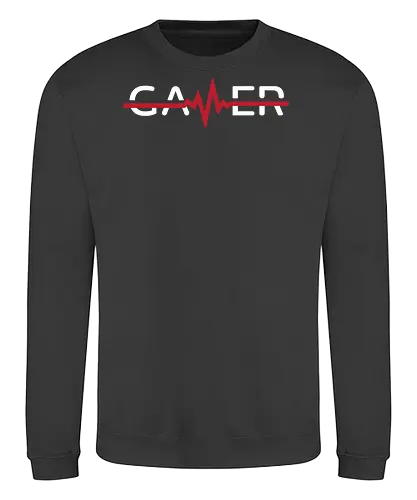 GAMER - gamer, heartbeat, minimalism, graphic design, typography, dark background, passion, symbol, gaming, lifestyle - Sweatshirt