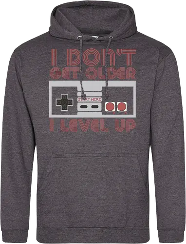  I don't get older, I level up - retro gaming, controller, level up, aging humor, vintage, nostalgia, video games, gaming culture, phrase, typography - Standard Hoodie