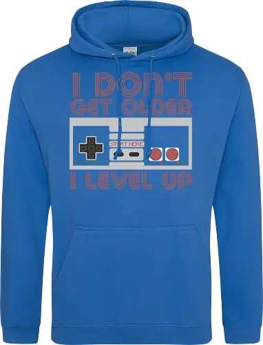  I don't get older, I level up - retro gaming, controller, level up, aging humor, vintage, nostalgia, video games, gaming culture, phrase, typography - Standard Hoodie