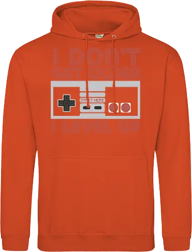  I don't get older, I level up - retro gaming, controller, level up, aging humor, vintage, nostalgia, video games, gaming culture, phrase, typography - Standard Hoodie