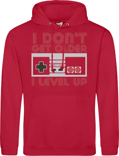  I don't get older, I level up - retro gaming, controller, level up, aging humor, vintage, nostalgia, video games, gaming culture, phrase, typography - Standard Hoodie