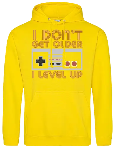  I don't get older, I level up - retro gaming, controller, level up, aging humor, vintage, nostalgia, video games, gaming culture, phrase, typography - Standard Hoodie