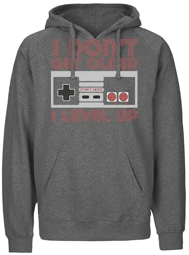  I don't get older, I level up - retro gaming, controller, level up, aging humor, vintage, nostalgia, video games, gaming culture, phrase, typography - Fairtrade Hoodie