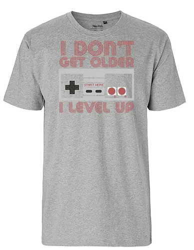  I don't get older, I level up - retro gaming, controller, level up, aging humor, vintage, nostalgia, video games, gaming culture, phrase, typography - Fairtrade T-Shirt
