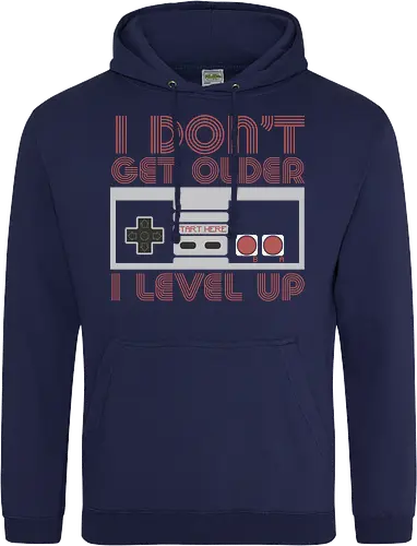  I don't get older, I level up - retro gaming, controller, level up, aging humor, vintage, nostalgia, video games, gaming culture, phrase, typography - Standard Hoodie