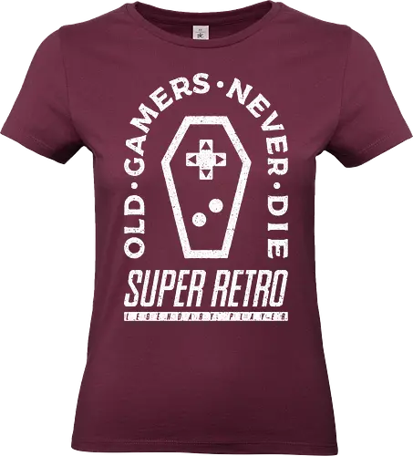 Old Gamers Never Die - retro, game, old, vintage, gamer, death, coffin - Standard T-Shirt (Women)