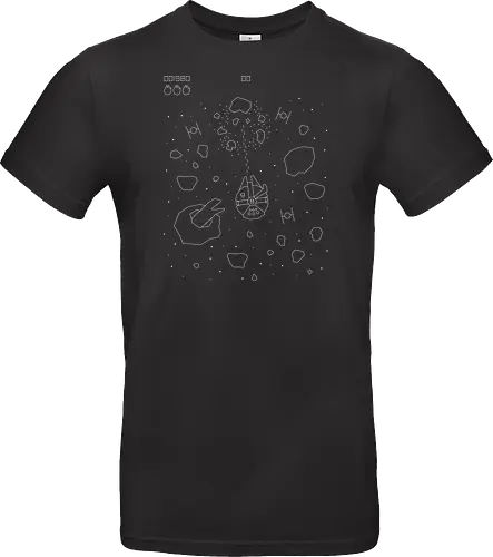 Asteroid field - retro, pixel, star, asteroid, falcon, parody, game - Standard T-Shirt