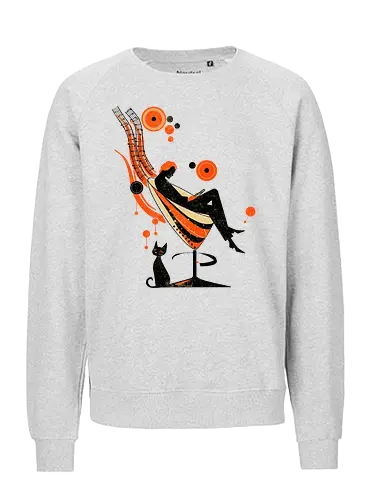 Chillin time - music, reading, books, chill, cats, 50's style, retro, vintage - Fairtrade Sweatshirt