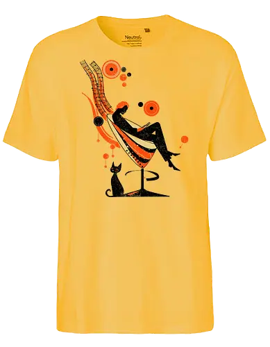 Chillin time - music, reading, books, chill, cats, 50's style, retro, vintage - Fairtrade T-Shirt