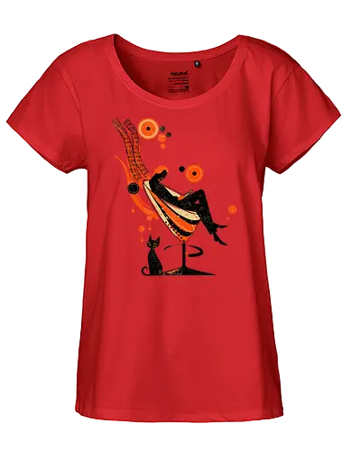 Chillin time - music, reading, books, chill, cats, 50's style, retro, vintage - Fairtrade Girl Shirt