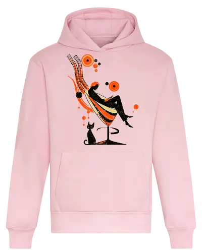 Chillin time - music, reading, books, chill, cats, 50's style, retro, vintage - Heavyweight Hoodie