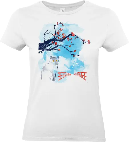 Japan delice - cats, japan, watercolor, kitty, cute, artistic, animals, nature - Standard T-Shirt (Women)