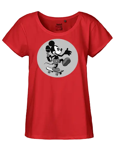 free  Steamboat Willie - skateboard, cartoon, free Steamboat Willie, beer, skateboard, mouse - Fairtrade Girl Shirt