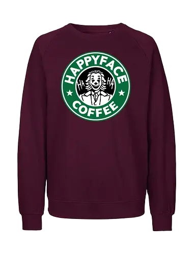 Happy Face Coffee - happy, coffee, parody, joker, villain, comic - Fairtrade Sweatshirt