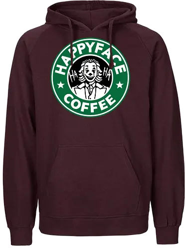 Happy Face Coffee - happy, coffee, parody, joker, villain, comic - Fairtrade Hoodie