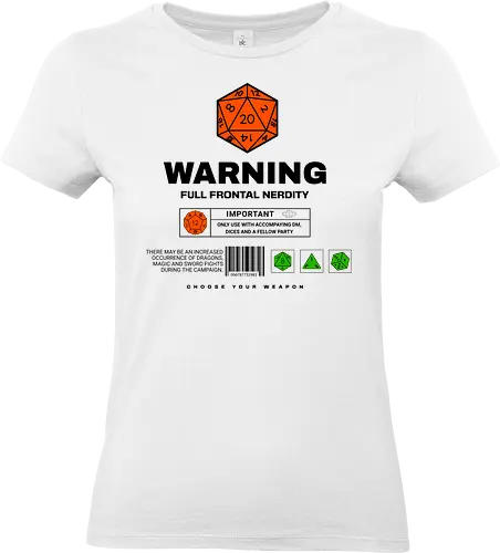 D20 Warnung - D20, Pen and Paper, Rpllenspiel, Pen & Paper, Pathfinder, Brettspiel, Würfel, Fantasy, Abenteuer, RPG, Quest, Nerd, Dungeon Master, Tabletop - Standard T-Shirt (Women)