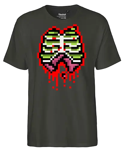 Zombie guts - pixel, zombie, guts, retro, horror - Fairtrade T-Shirt