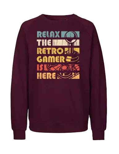 Relax The Retro Gamer is Here - retro, game, arcade, pixel, relax - Fairtrade Sweatshirt