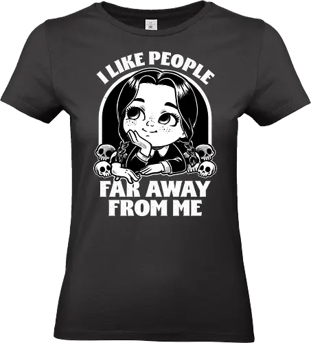 Goth Girl Hates People - skull, skeleton, sarcasm, Halloween, Gothic, Goth, Gothic Horror, Horror, Classic Horror, Horror Comedy, Dark Fantasy, Fantasy, Spooky, Creepy, Wednesday, fun, funny, cute - Standard T-Shirt (Women)