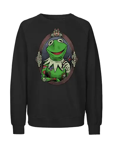 Tattoo Puppet Frog - frog, tattoo, puppet, classic, tv show, meme, fun, funny, movie, retro vintage, kids - Fairtrade Sweatshirt