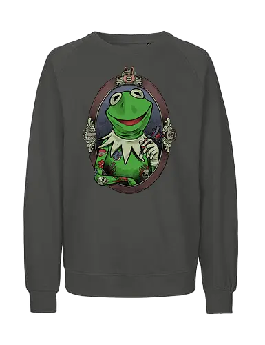 Tattoo Puppet Frog - frog, tattoo, puppet, classic, tv show, meme, fun, funny, movie, retro vintage, kids - Fairtrade Sweatshirt