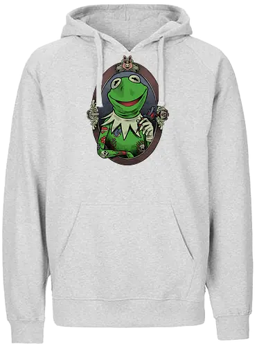 Tattoo Puppet Frog - frog, tattoo, puppet, classic, tv show, meme, fun, funny, movie, retro vintage, kids - Fairtrade Hoodie