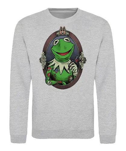 Tattoo Puppet Frog - frog, tattoo, puppet, classic, tv show, meme, fun, funny, movie, retro vintage, kids - Sweatshirt