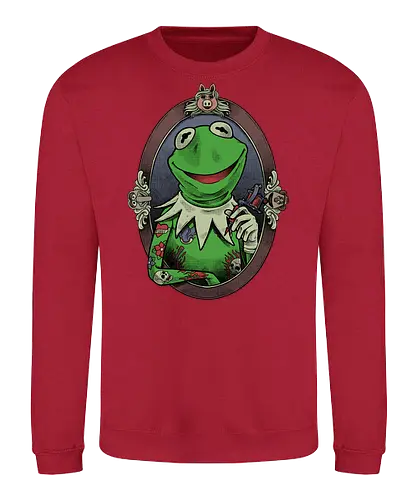 Tattoo Puppet Frog - frog, tattoo, puppet, classic, tv show, meme, fun, funny, movie, retro vintage, kids - Sweatshirt