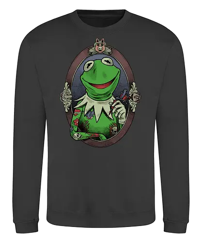 Tattoo Puppet Frog - frog, tattoo, puppet, classic, tv show, meme, fun, funny, movie, retro vintage, kids - Sweatshirt