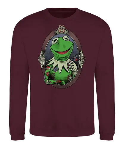 Tattoo Puppet Frog - frog, tattoo, puppet, classic, tv show, meme, fun, funny, movie, retro vintage, kids - Sweatshirt
