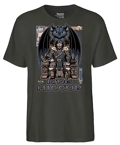 Viking Dragon King - Cool, Dragon, Animation, Mythical, Mythology, Mythological Creatures, Creature, viking, leader, alpha, king, magazine, cover, comic, tv show, comic book, Movie, Vikings, throne - Fairtrade T-Shirt