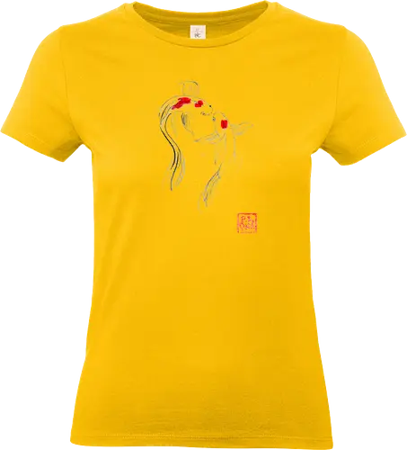 2 koi - koi, carp, sumie, japan, fish - Standard T-Shirt (Women)