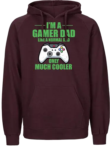 I'M A GAMER DAD LIKE A NORMAL DAD ONLY MUCH COOLER - gamer dad, video game, controller, humor, text, green background, cool dad, gaming, playful design, father's day - Fairtrade Hoodie