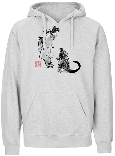 geisha and little monster - geisha, monster, sumie, japan - Fairtrade Hoodie