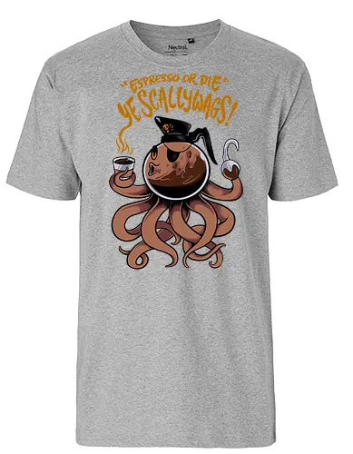 octobrew - coffee, caffeine, cool, latte, cafe, insomnia, drink, happy, ufo, alien, scifi, fantasy, horror, halloween, sleep, insomnia, pirates - Fairtrade T-Shirt