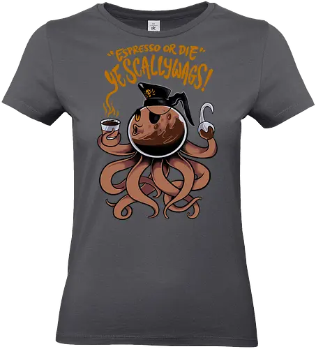 octobrew - coffee, caffeine, cool, latte, cafe, insomnia, drink, happy, ufo, alien, scifi, fantasy, horror, halloween, sleep, insomnia, pirates - Standard T-Shirt (Women)