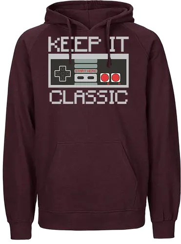 KEEP IT CLASSIC - retro, gaming, controller, vintage, nostalgia, pixelated, design, classic, monochrome, text - Fairtrade Hoodie