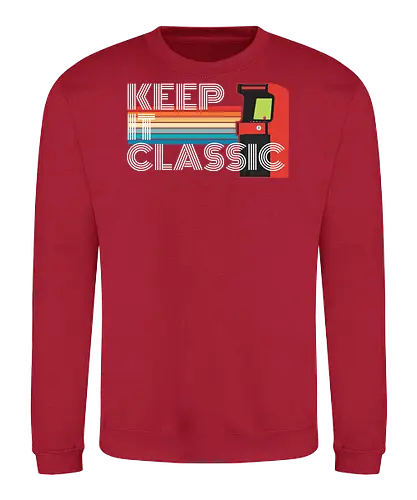 Keep It Classic - retro, arcade, classic, vintage, gaming, colorful, typography, stripes, nostalgia, design - Sweatshirt