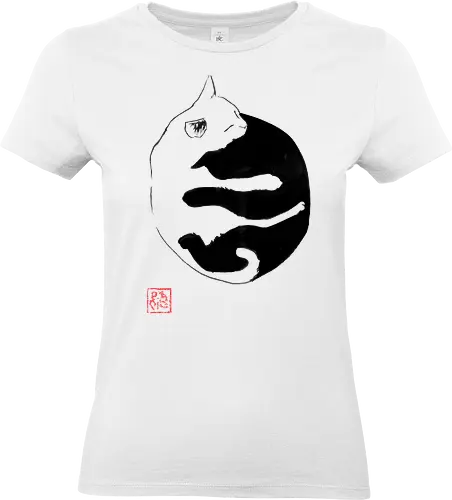 ying yang cat - sumie, japan, cat, ying yang - Standard T-Shirt (Women)