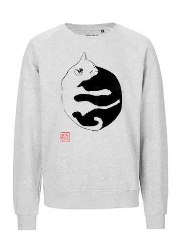 ying yang cat - sumie, japan, cat, ying yang - Fairtrade Sweatshirt