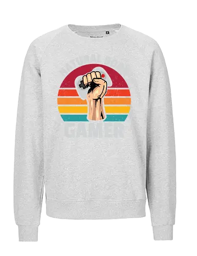 Natural Born Gamer - gaming, controller, stripes, fist, graphic, design, typography, retro, gamer, colorful - Fairtrade Sweatshirt