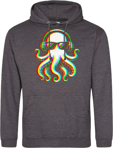 Disco Octopus Musik RGB - Ästhetik, Cool, Cooler Sommer, Disco, Lustig, Lustiges T-Shirt, Illustration, Musik, Oktopus, RGB, RGB-Glitch, RGB-Split, Sommer, Sommerstimmung, lm2kone - Standard Hoodie