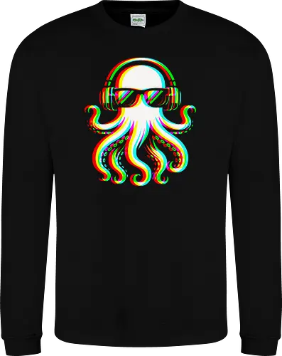 Disco Octopus Musik RGB - Ästhetik, Cool, Cooler Sommer, Disco, Lustig, Lustiges T-Shirt, Illustration, Musik, Oktopus, RGB, RGB-Glitch, RGB-Split, Sommer, Sommerstimmung, lm2kone - Sweatshirt