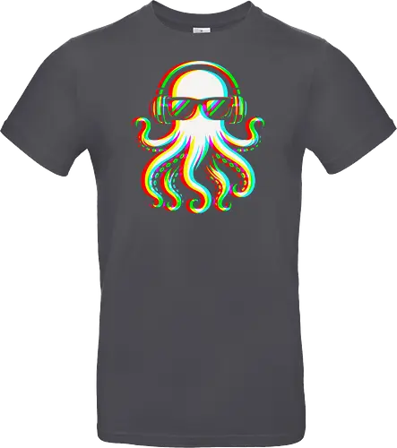 Disco Octopus Musik RGB - Ästhetik, Cool, Cooler Sommer, Disco, Lustig, Lustiges T-Shirt, Illustration, Musik, Oktopus, RGB, RGB-Glitch, RGB-Split, Sommer, Sommerstimmung, lm2kone - Standard T-Shirt